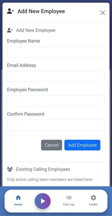 VamaTech app: add a new employee